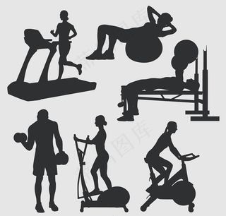 6款健身人物剪影矢量素材