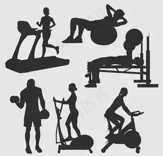 6款健身人物剪影矢量素材