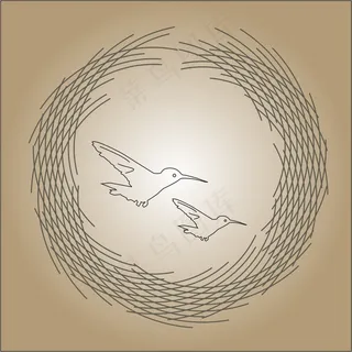 小鸟轮廓图 鸟巢素材