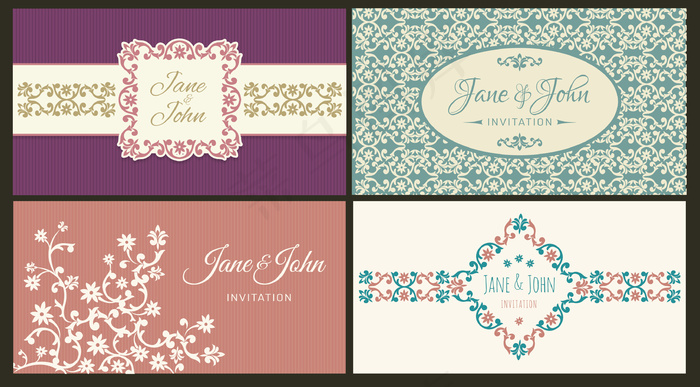 4花卉婚礼邀请卡