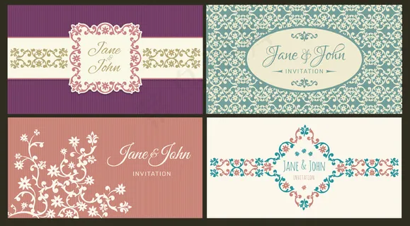 4花卉婚礼邀请卡