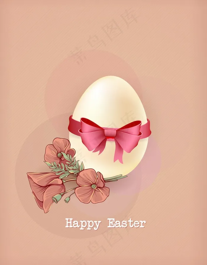 复活节插画矢量与复活节彩蛋和春天的花朵eps,ai矢量模版下载
