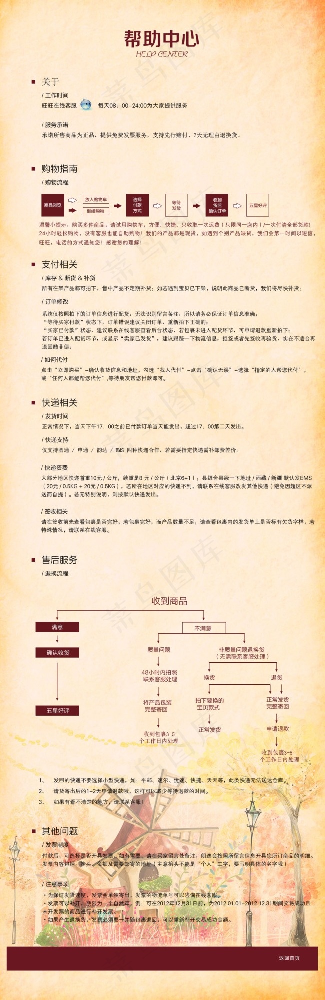 淘宝天猫自助导购帮助中心页面psd模版下载