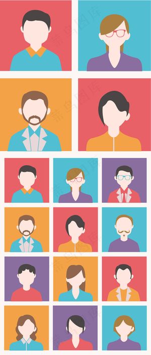 2017欧美时尚职业人物头像扁平化...