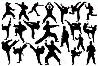 21款跆拳道人物剪影PS笔刷