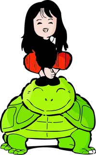 骑在乌龟上的女孩 骑在乌龟上的女孩