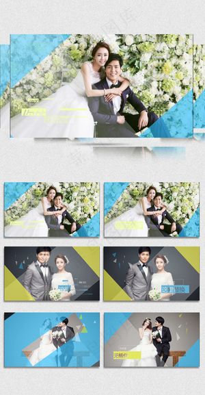 2018新款小清新明亮蓝黄色情侣婚...