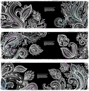 3款精美白色花纹banner矢量素...