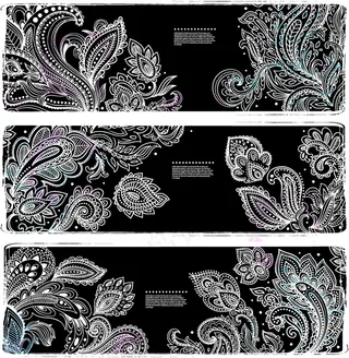 3款精美白色花纹banner矢量素...