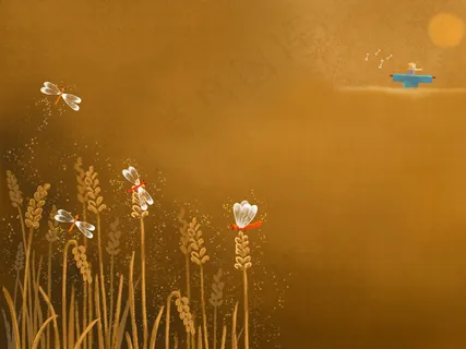 蜻蜓稻谷卡通背景