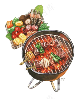 夏季烧烤卡通矢量元素设计PNG