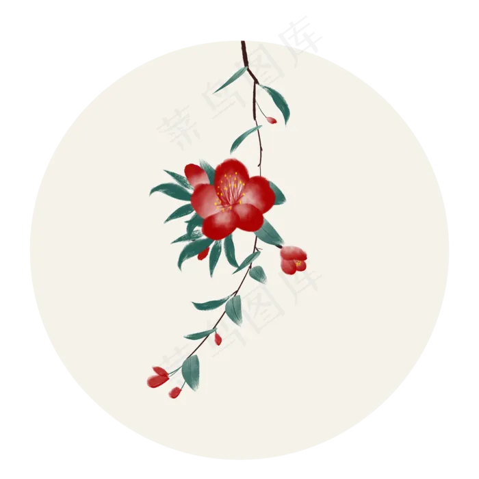 中国风花卉古风复古凌霄花(2000*2000px 300 dpi )psd模版下载