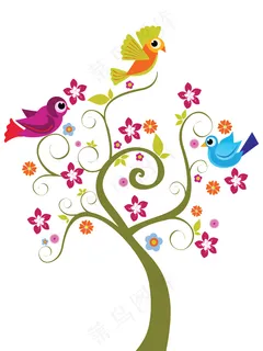 矢量插画装饰树