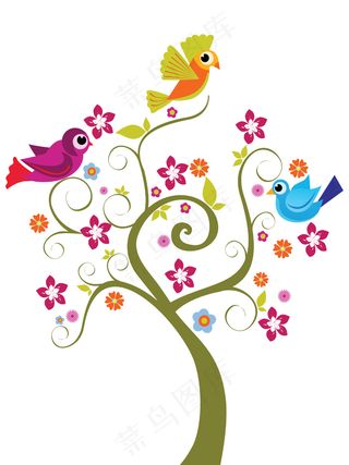 矢量插画装饰树