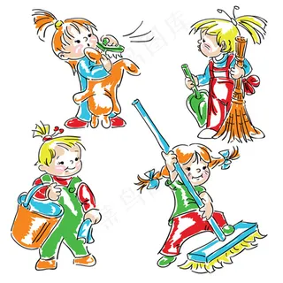 手绘儿童矢量图素材