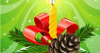 圣诞节槲寄生叶子组成的蜡烛