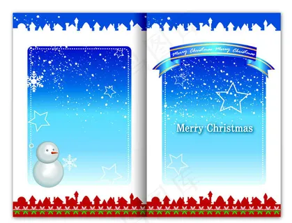 蓝色圣诞节贺卡矢量素材