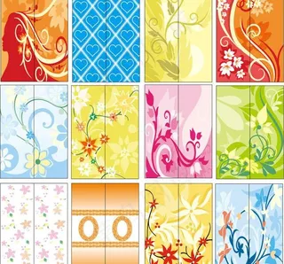 玻璃花纹移门图案矢量素材