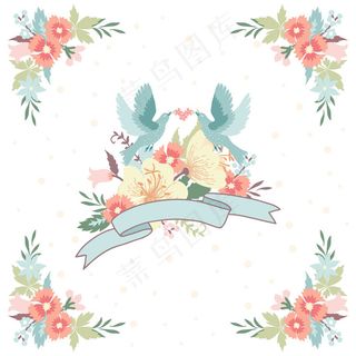 时尚唯美婚礼花环邀请函素材