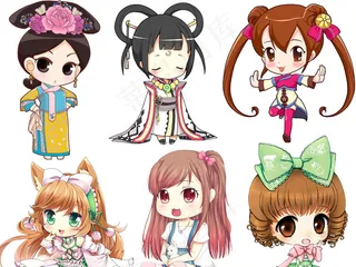 手绘Q版动漫人物小人卡通动漫png...