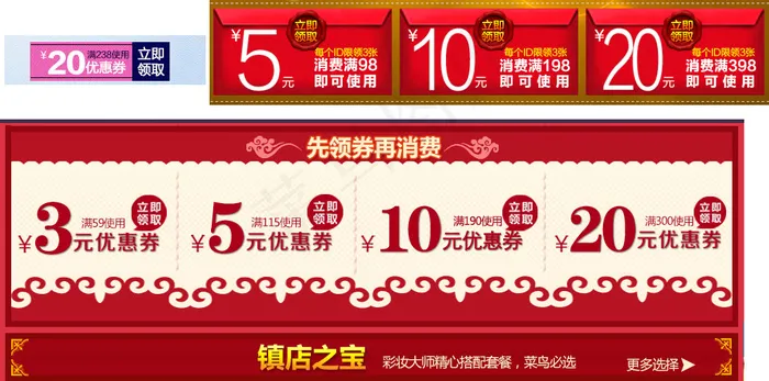 喜庆店铺优惠券psd模版下载
