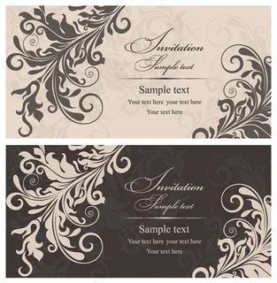 古典花纹邀请卡矢量素材
