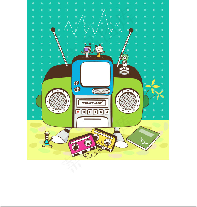 老式录音机矢量插画ai高清源文件下...