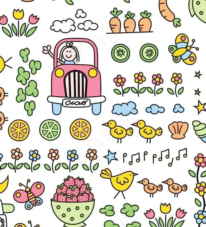 卡通背景图片ai矢量模版下载