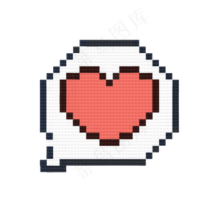 爱心马赛克像素画png,免抠元素