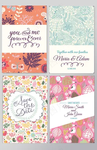 森系小清新手绘彩色花草背景平面设计