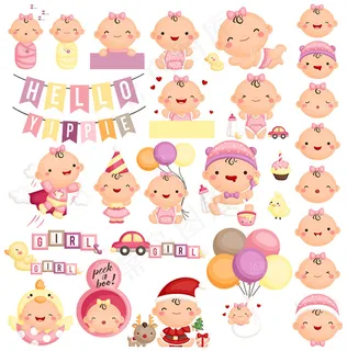 可爱的卡通婴儿元素矢量素材