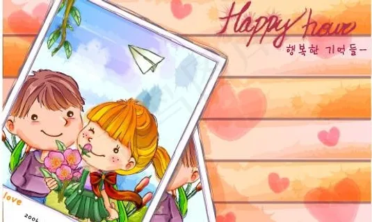 韩国快乐儿童矢量插画32