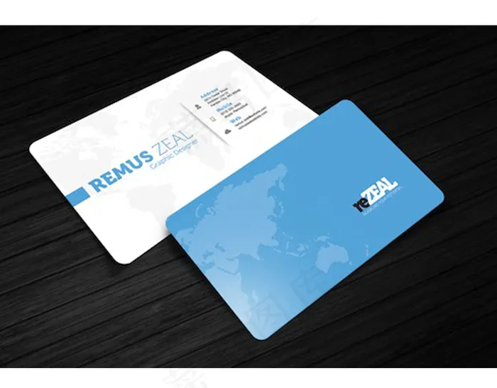 蓝色商务名片psd模版下载