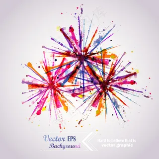 摘要手绘水彩背景烟花