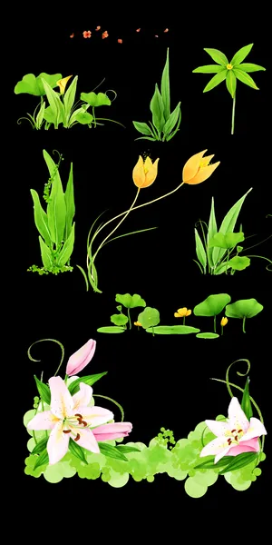 唯美水彩花卉草丛背景