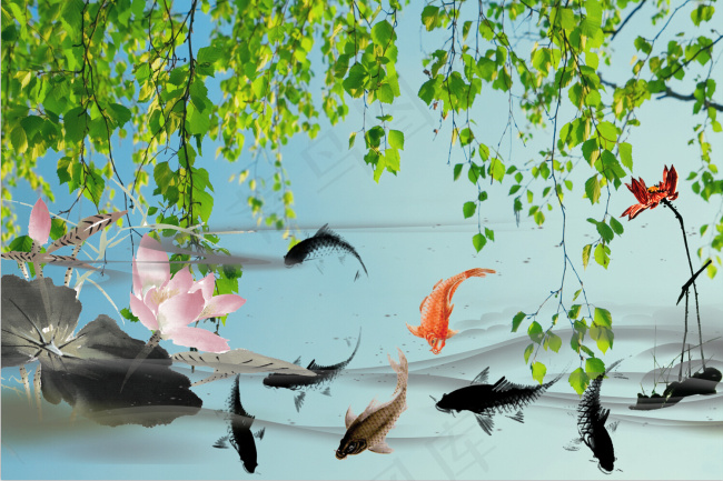 九鱼图(6298X4198(DPI:300))psd模版下载