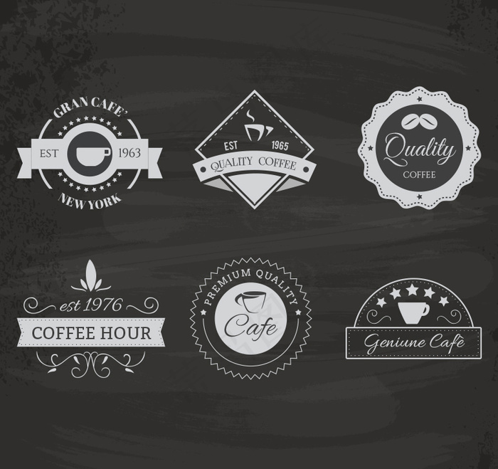 4款优质咖啡标签矢量素材