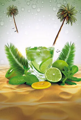 矢量童话绿叶手绘清新文艺背景