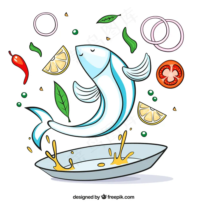 鱼食谱，插图ai矢量模版下载