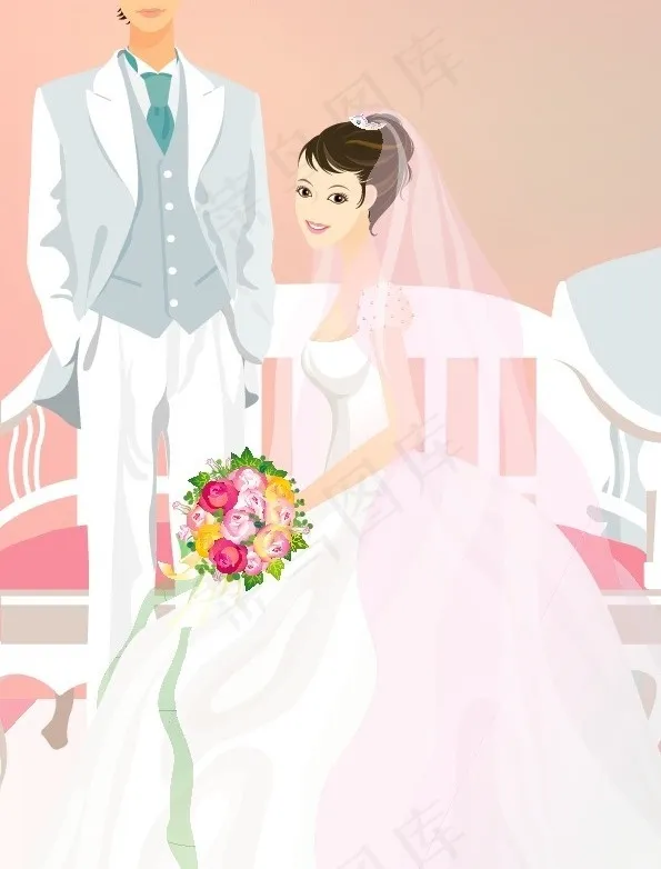 矢量婚礼人物033ai矢量模版下载