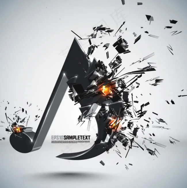 炫酷爆裂音符矢量素材eps,ai矢量模版下载