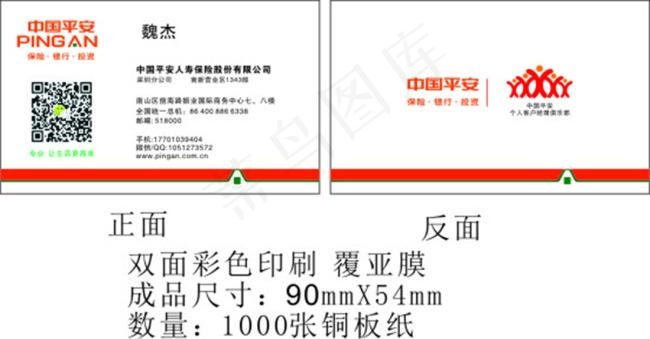 名片模板中国平安贷款二维码cdr矢量模版下载