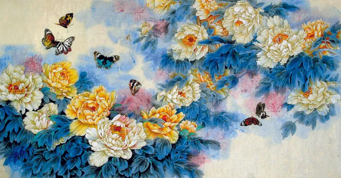 花香蝶舞 国画图片