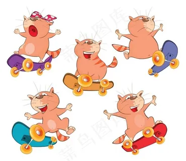 玩滑板的小猫图片