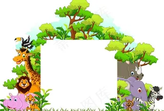 卡通动物空白公告栏图片