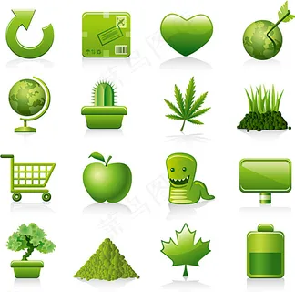 创意绿色图标矢量素材图片