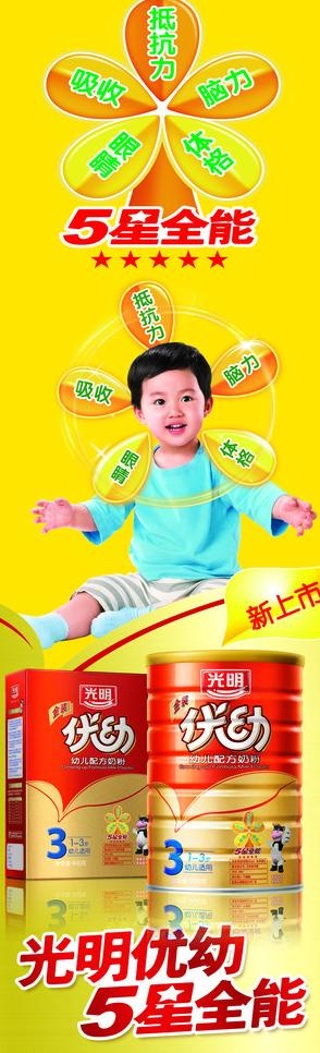 光明婴 幼儿奶粉包柱图片psd模版下载