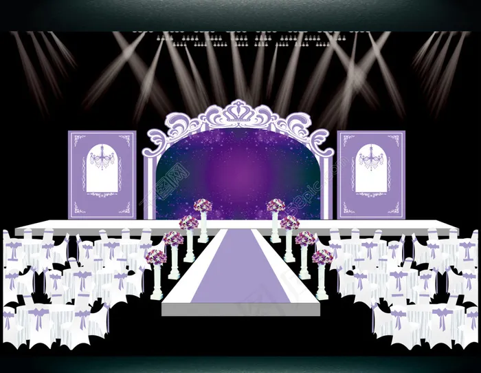 紫色婚礼效果图cdr矢量模版下载