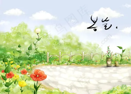 春天风景插画图片素材