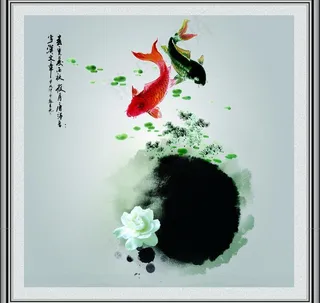 水墨鱼 装饰画图片